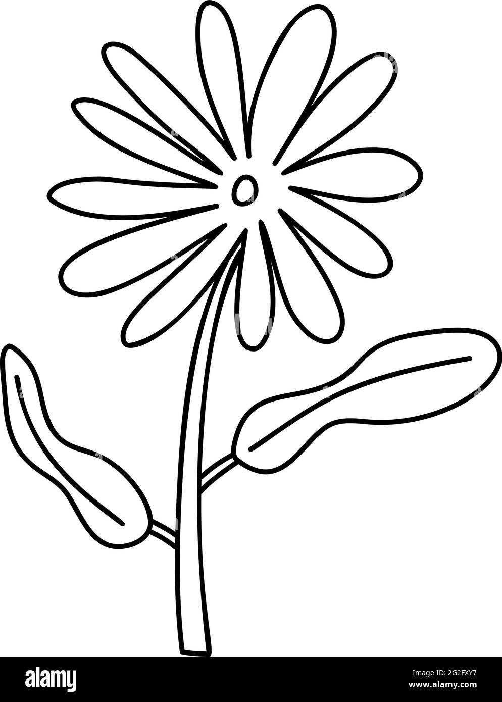 Monolina vettore stilizzato fiore di primavera. Elemento grafico di illustrazione in stile scandinavo. Immagine floreale estate decorativa per il saluto Valentine Card o. Illustrazione Vettoriale