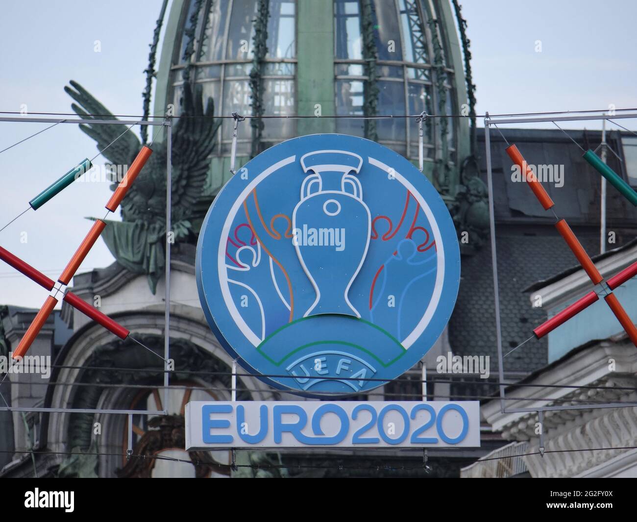 Città decorata per UEFA EURO 2020, San Pietroburgo, Russia Foto Stock
