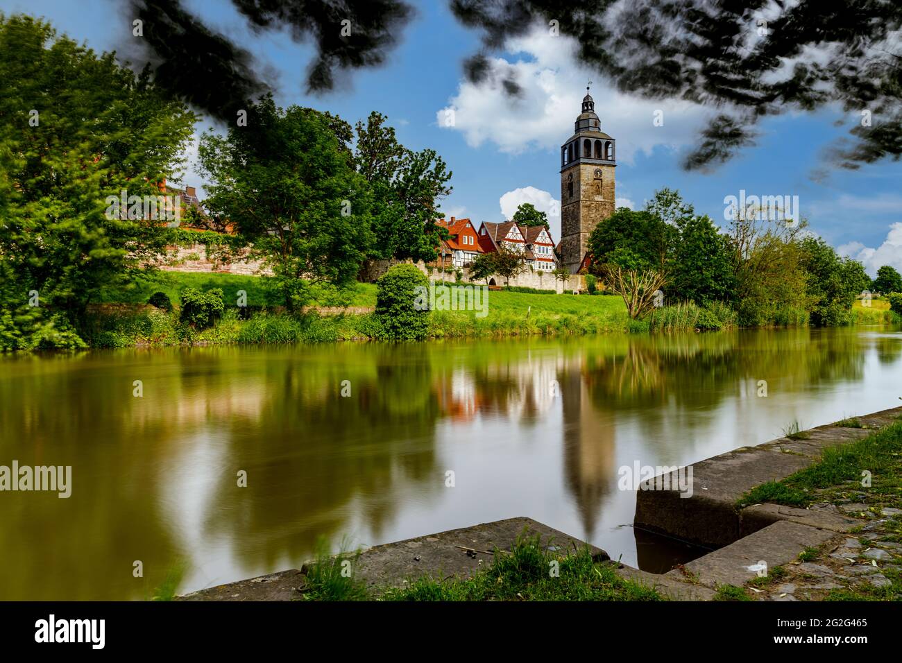 La città di Bad Sooden Allendorf nella valle di Werra Foto Stock