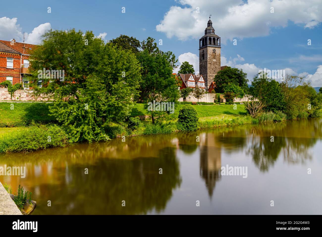 La città di Bad Sooden Allendorf nella valle di Werra Foto Stock