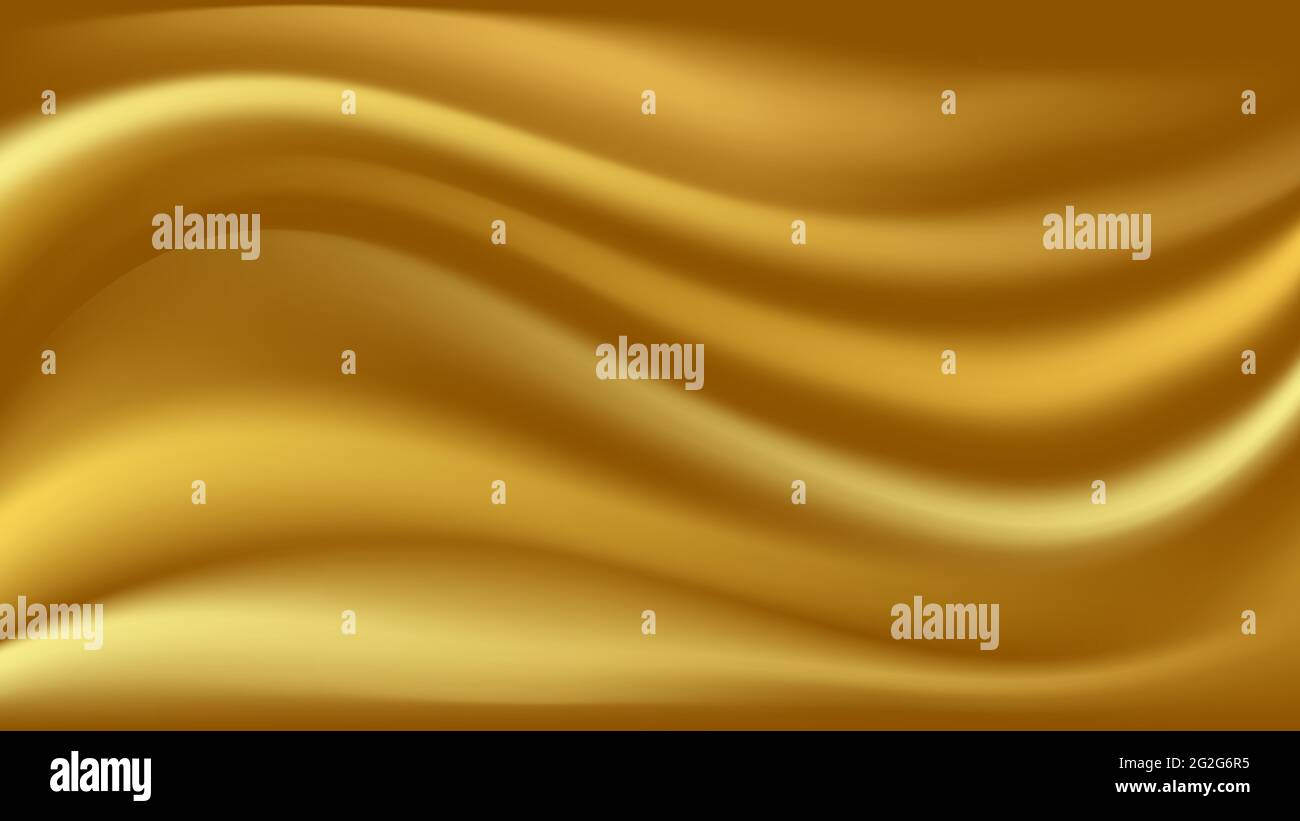 Onde in oro satinato. Seta liscia sfondo astratto ondulato. Illustrazione vettoriale Illustrazione Vettoriale