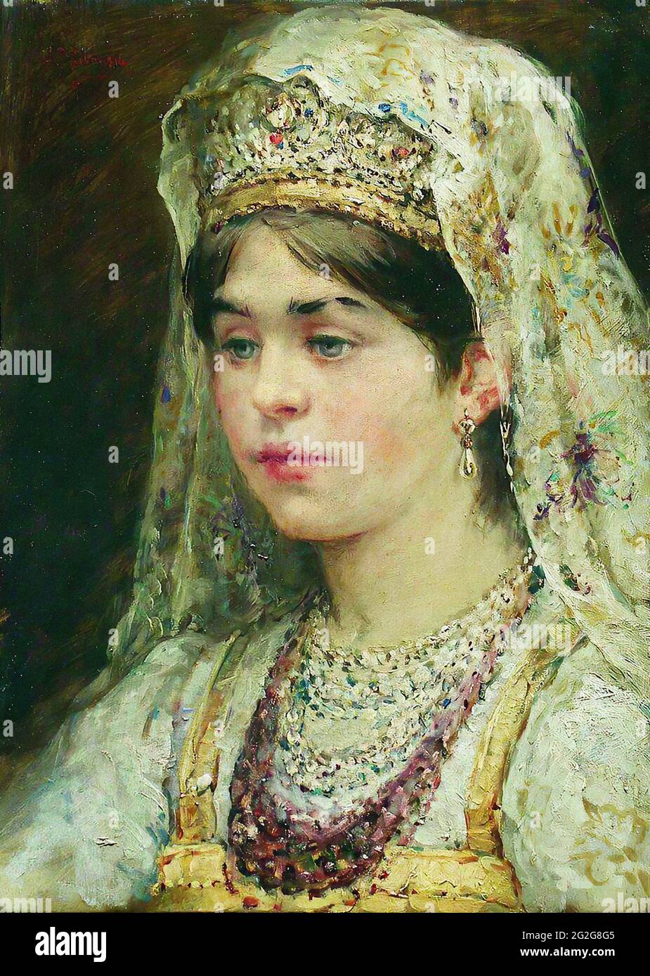 Constantin Egorovitch Makovski - Ritratto ragazza Russo vestito Foto Stock