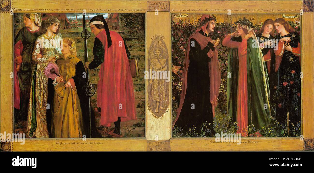 Dante Gabriel Rossetti - saluto Beatrice 1859 Foto Stock