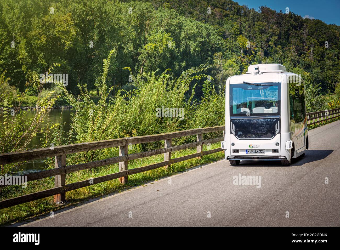 Turnaround di mobilità nei mezzi di trasporto locali, autobus autonomo, Abbazia di Weltenburg Foto Stock