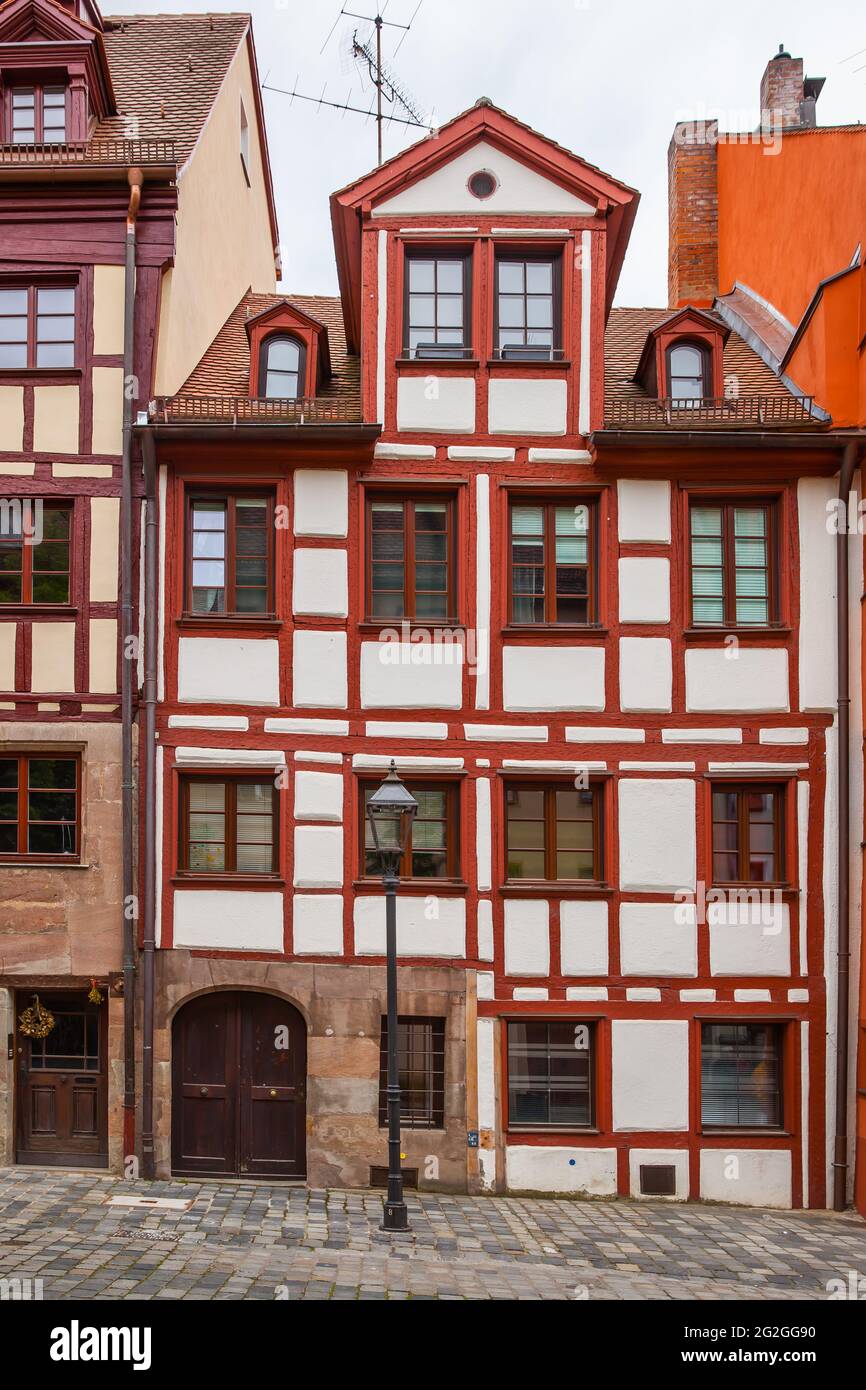 Tipica casa tedesca a Norimberga, Germania Foto Stock
