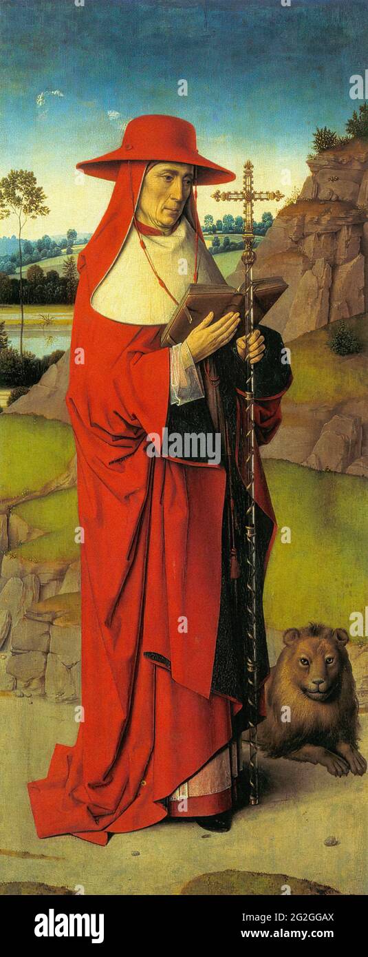 Dirk Bouts - martirio Sant'Erasmo ala sinistra C 1458 Foto Stock