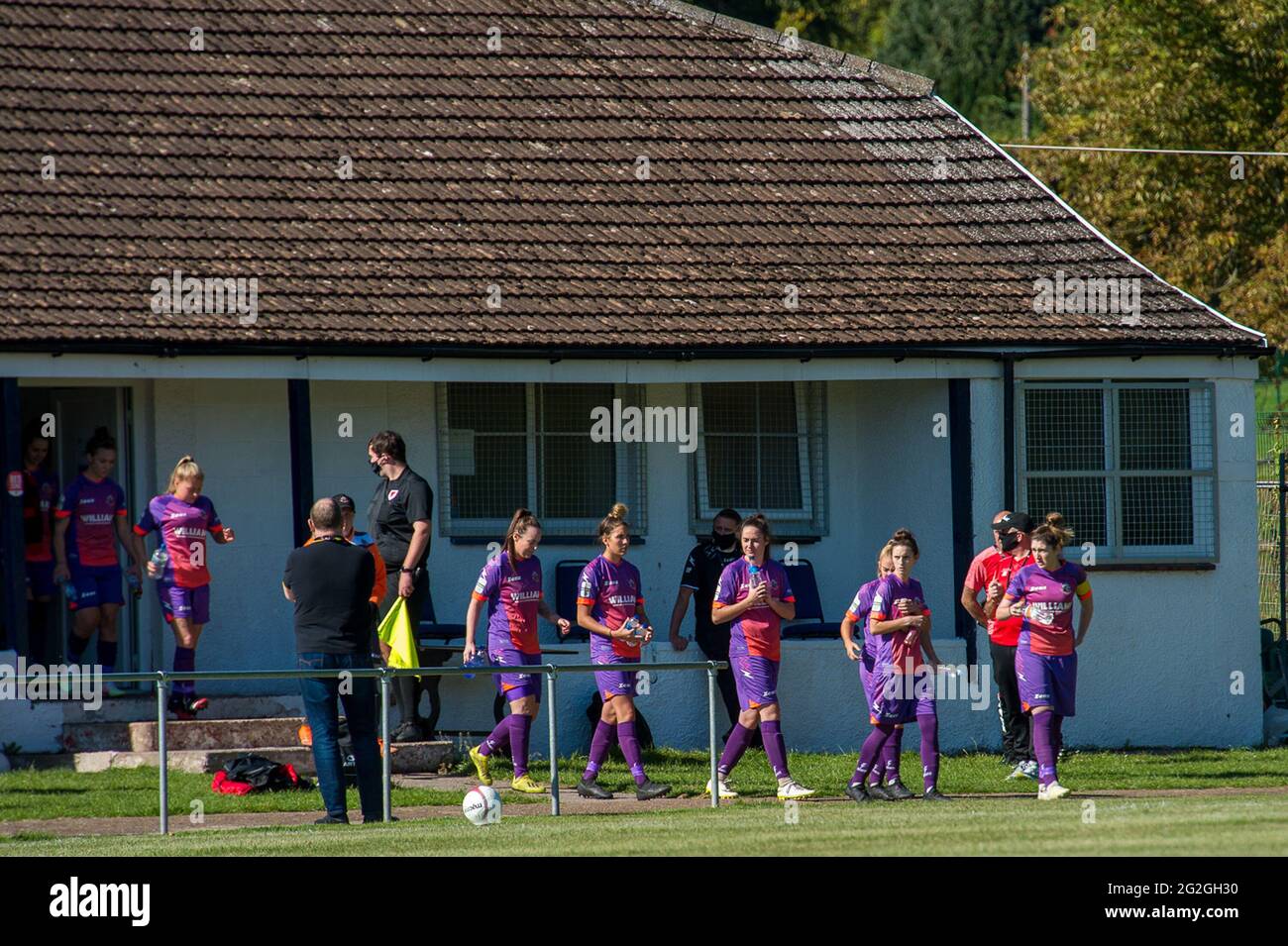 Abergavenny, Galles. 26 settembre 2020. Orchard Welsh Premier Women’s League match tra le Abergavenny Women e Cascade Youth Club Ladies Foto Stock