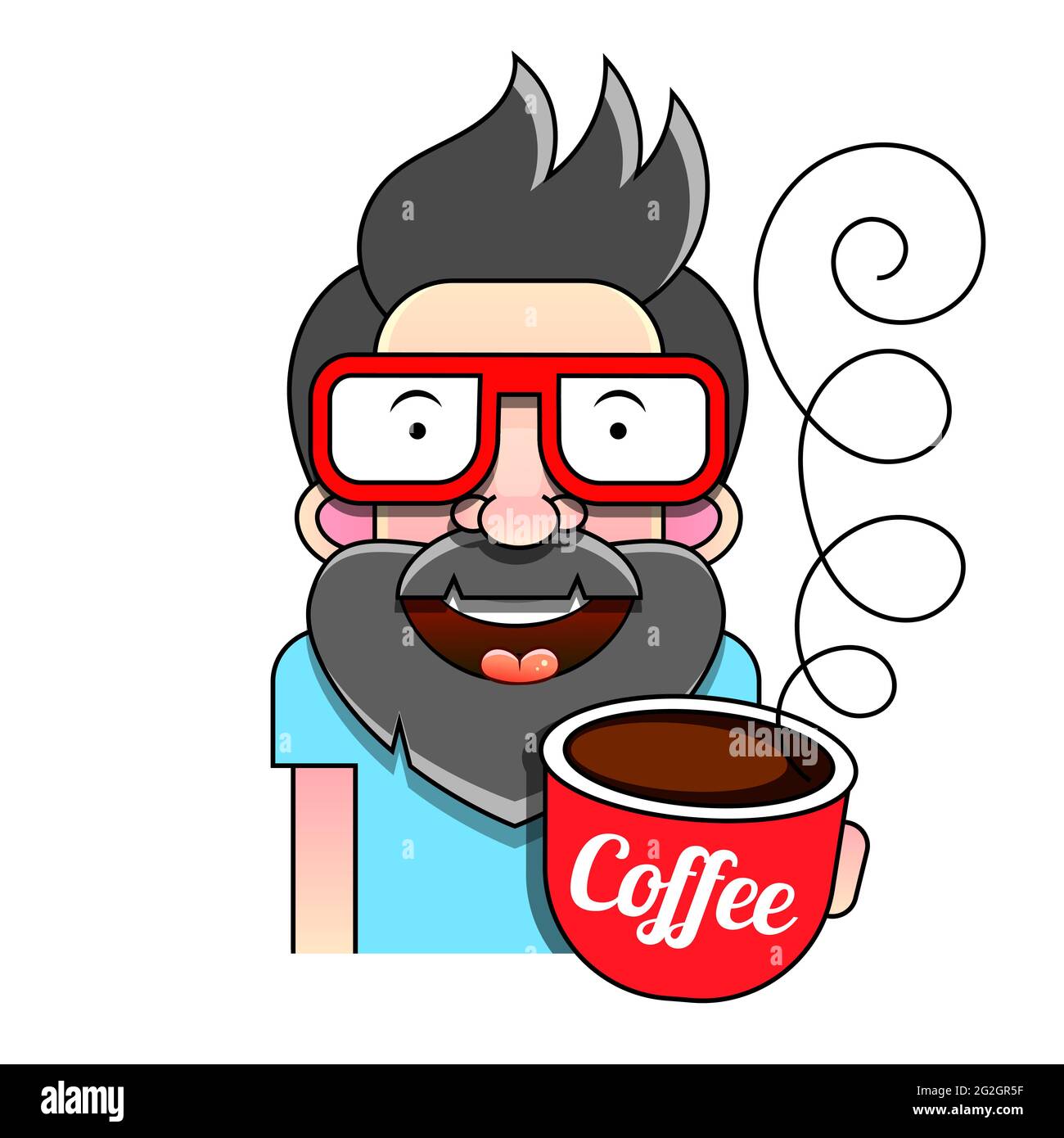 mano che tiene le tazze del caffè su sfondo rustico del tavolo di legno Illustrazione Vettoriale