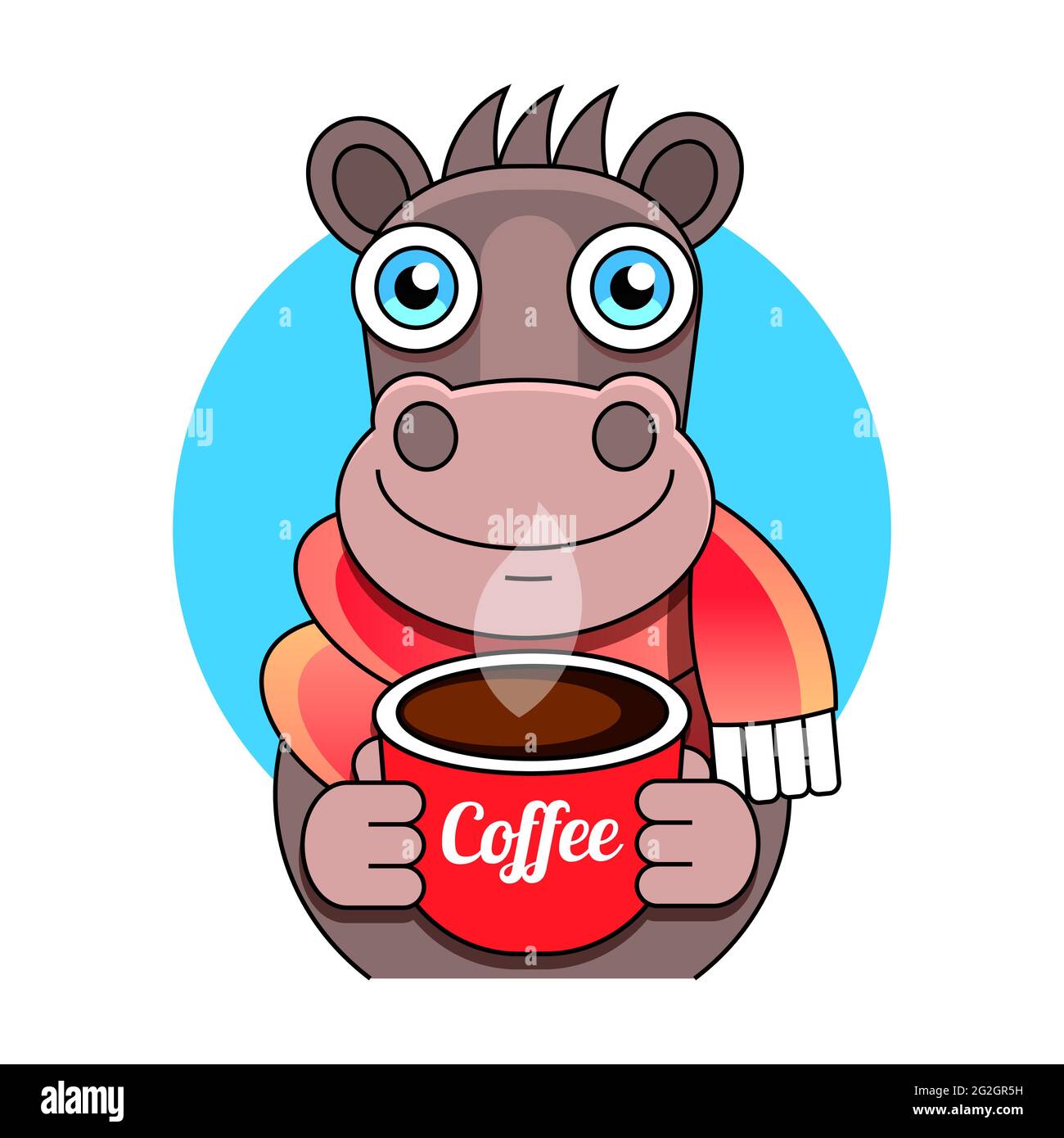 Poster disegnato impronta di cavallo e tazza capovolta, scritte caffè fa Illustrazione Vettoriale