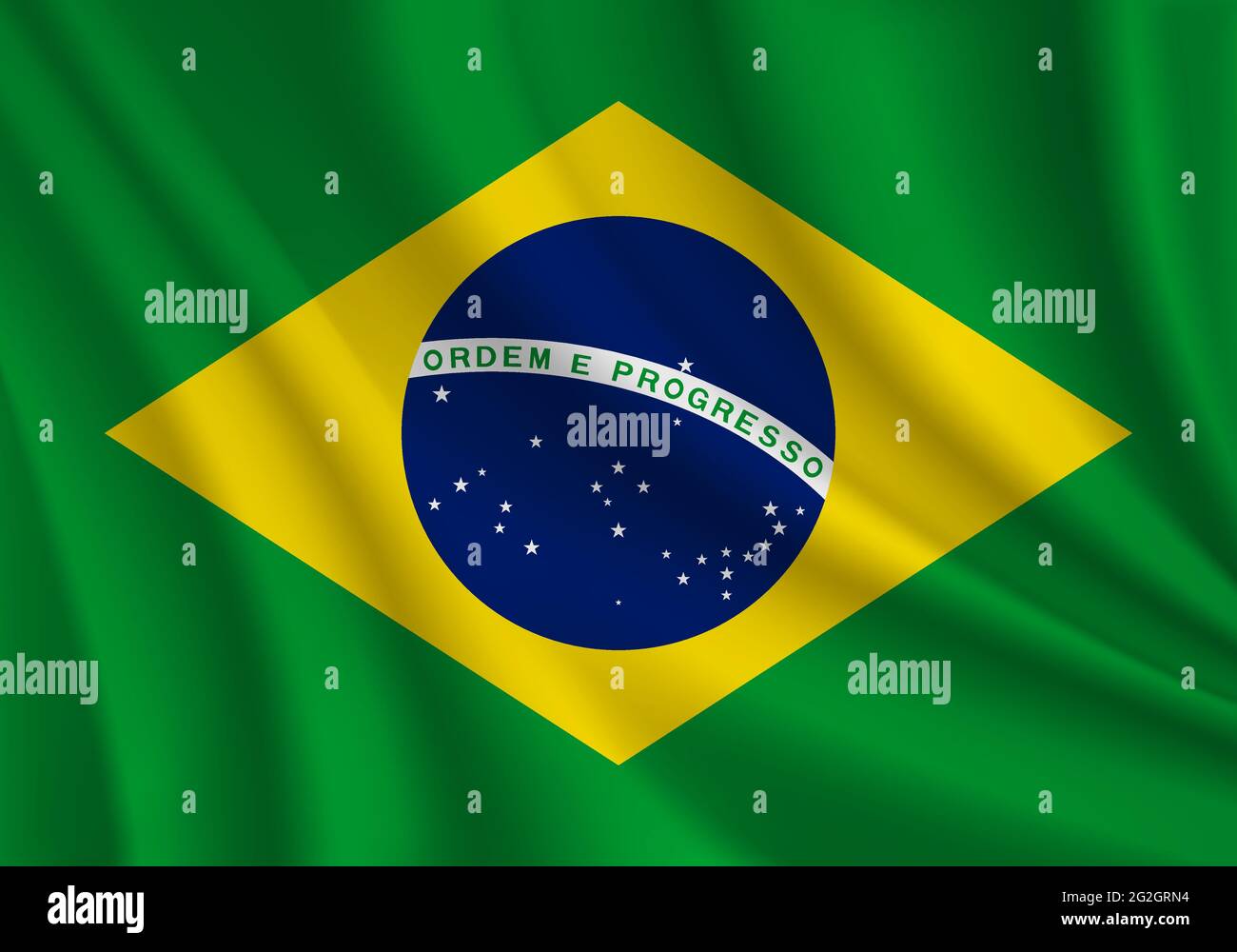 Vettore di bandiera ondulato realistico brasiliano Illustrazione Vettoriale