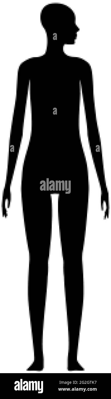 Vista frontale della silhouette di una donna con la testa rivolta verso la spalla Illustrazione Vettoriale