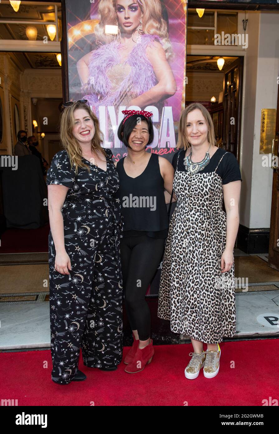 Londra, Regno Unito. 28 maggio 2021. Rachael Ryan, Gillian Tan e Libby Todd partecipano alla serata di gala "Alyssa Memoirs of a Queen" al Vaudeville Theatre, The Strand di Londra. (Foto di Gary Mitchell/SOPA Images/Sipa USA) Credit: Sipa USA/Alamy Live News Foto Stock