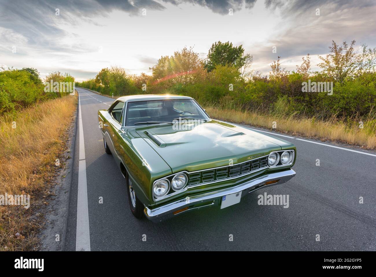 Plymouth Road Runner, costruito nel 1968, muscle car, oldtimer, classico Foto Stock