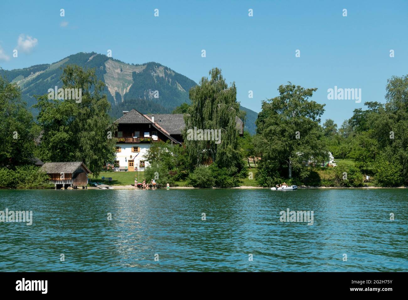 Antica fattoria sul lago Wolfgang, Salisburgo, Austria Foto Stock