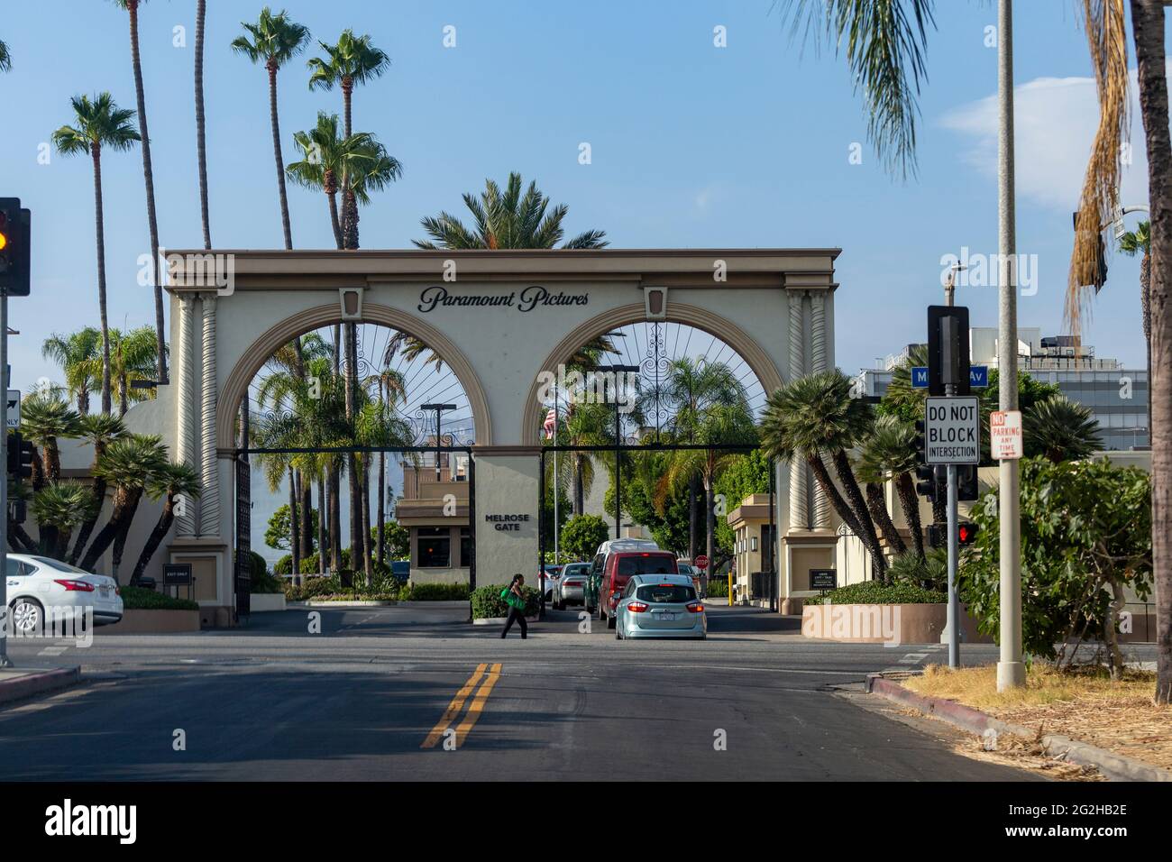 Ingresso al Paramount Studios a Los Angeles, California, USA Foto Stock