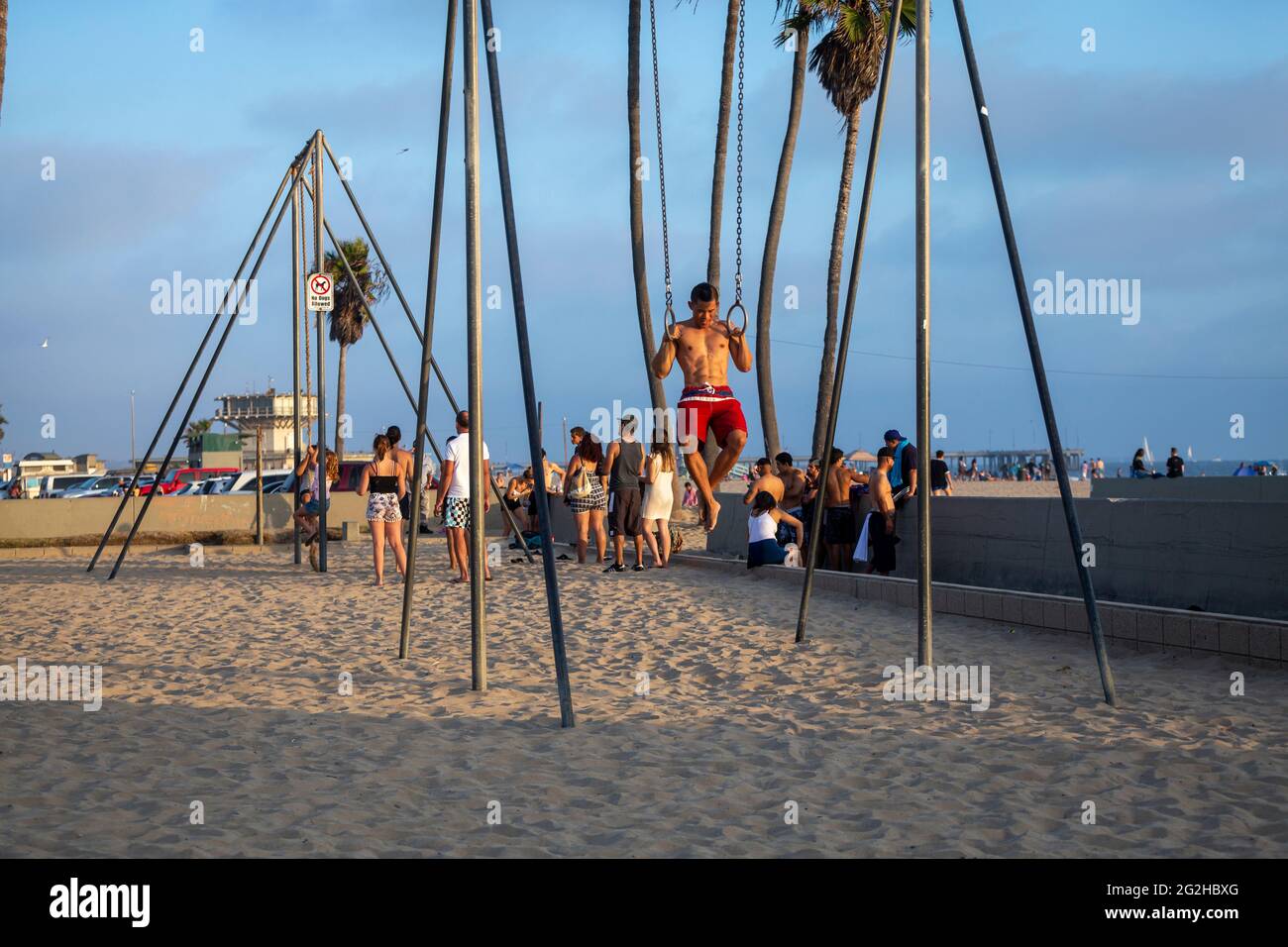 Scena a Muscle Beach a Venice Beach a Los Angeles, California, USA Foto Stock