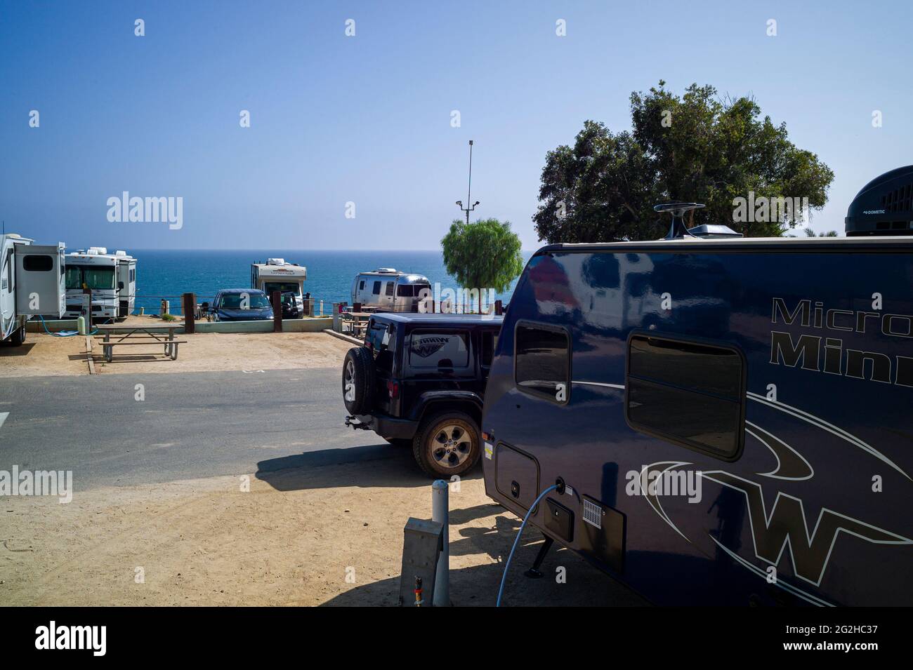 Malibu Beach RV Park nella città di Malibu vicino a Los Angeles, stato della California, Stati Uniti Foto Stock