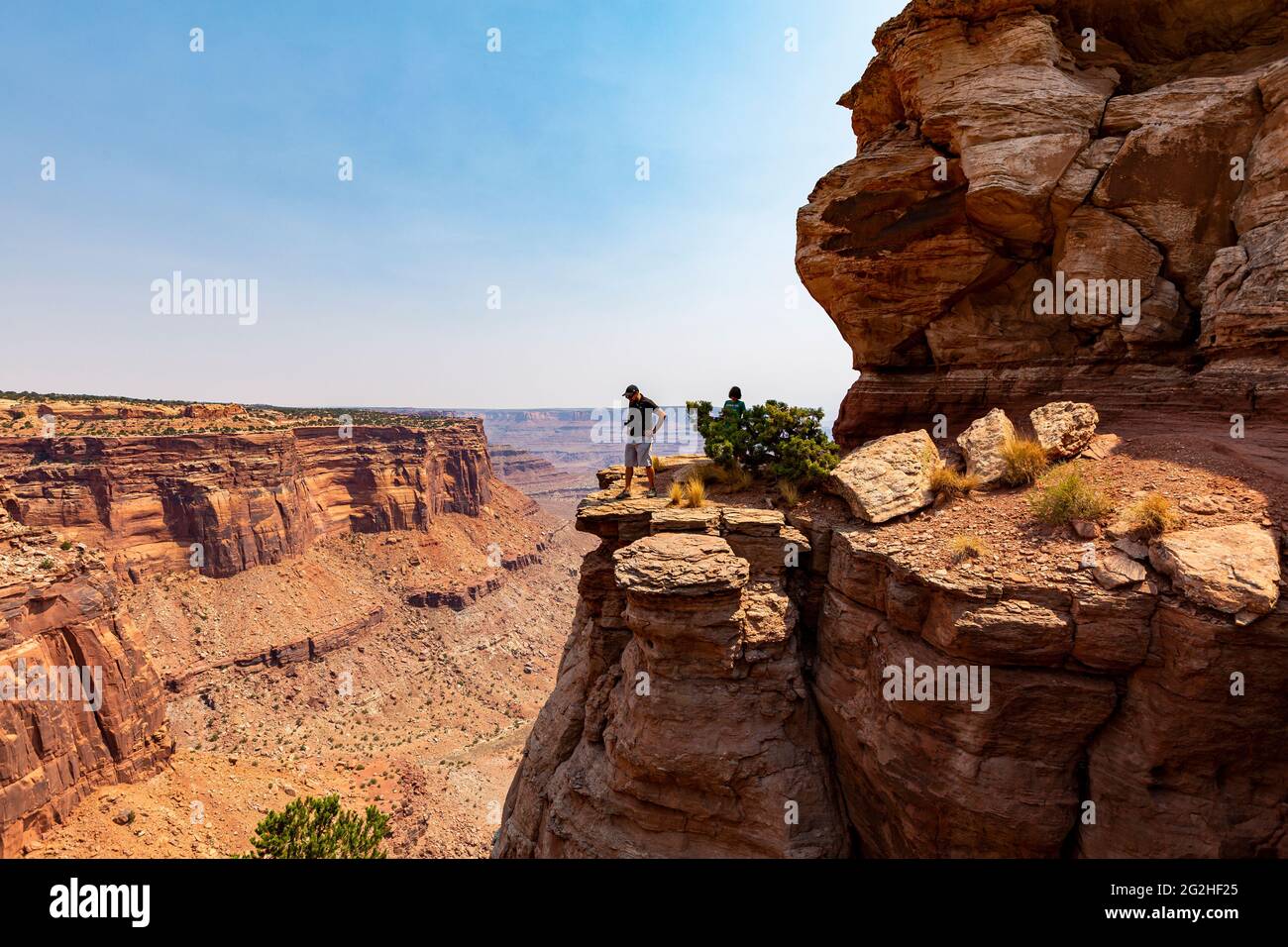 Shafer Canyon si affaccia sul Canyonlands National Park, Utah, USA Foto Stock