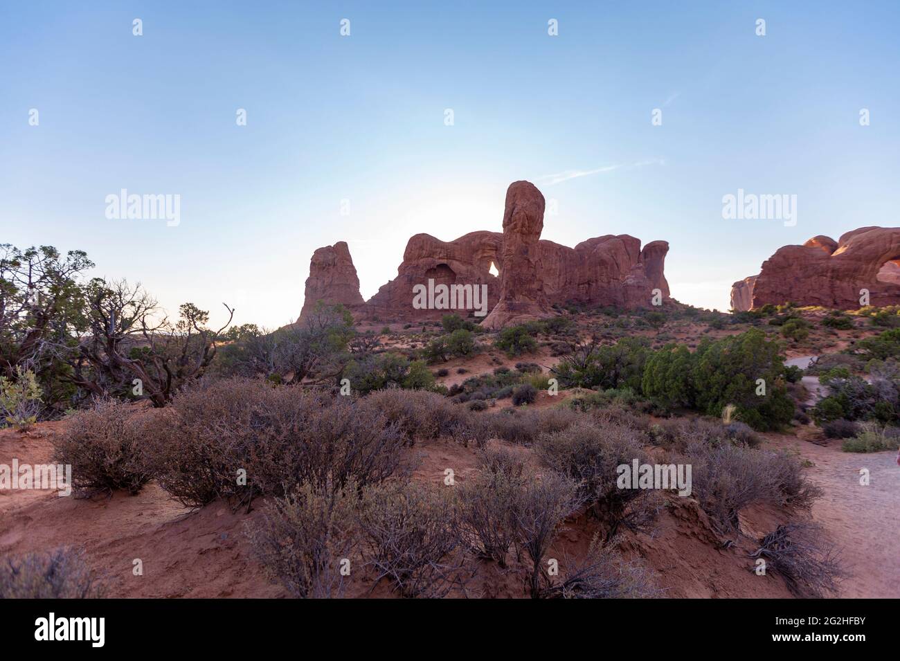 Natura panoramica nel Parco Nazionale di Arches, Moab, Utah, USA Foto Stock