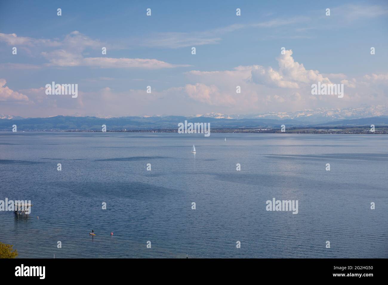 Lago di Costanza, Alpi svizzere, niente che va avanti, pace e tranquillità Foto Stock