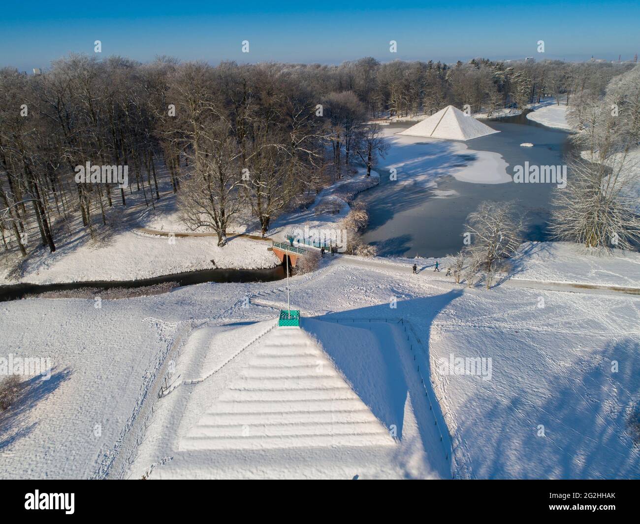 Piramide di terra nel Branitz Pücklerpark Foto Stock