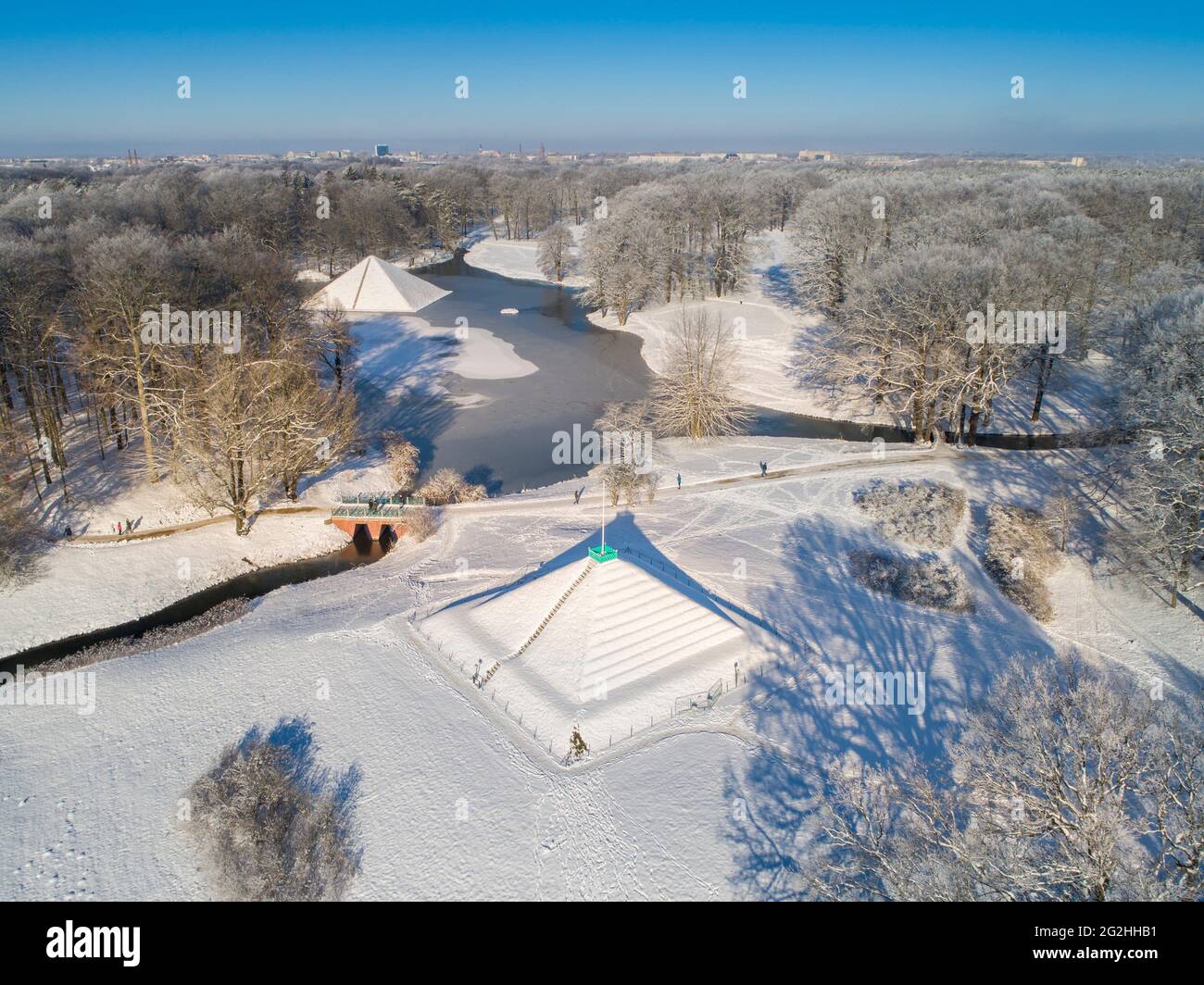 Piramide di terra nel Branitz Pücklerpark Foto Stock