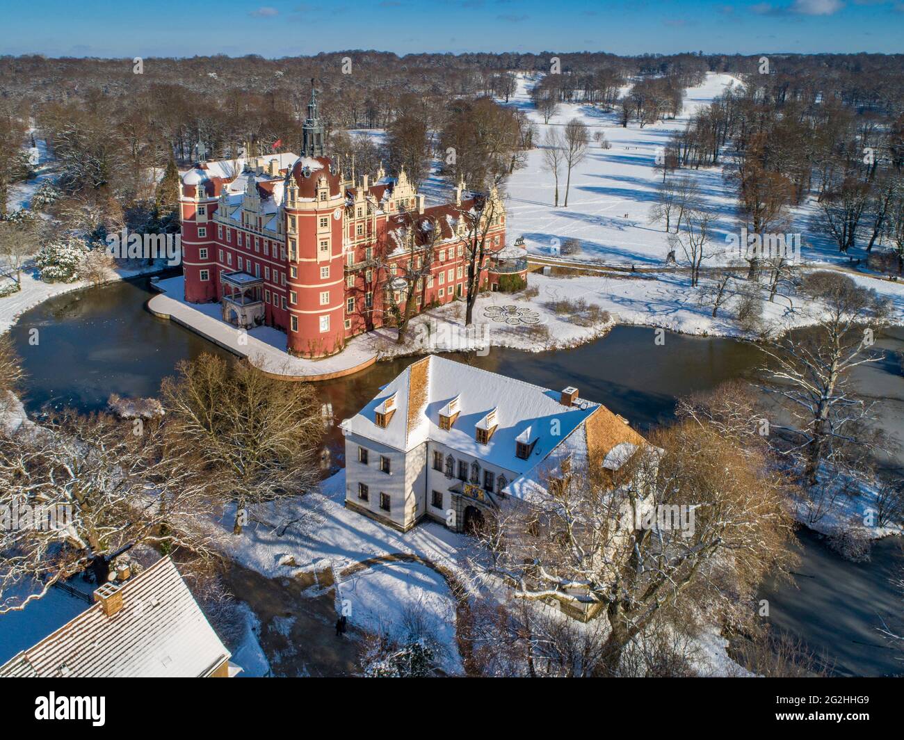 Il nuovo castello nel Muskauer Park Foto Stock