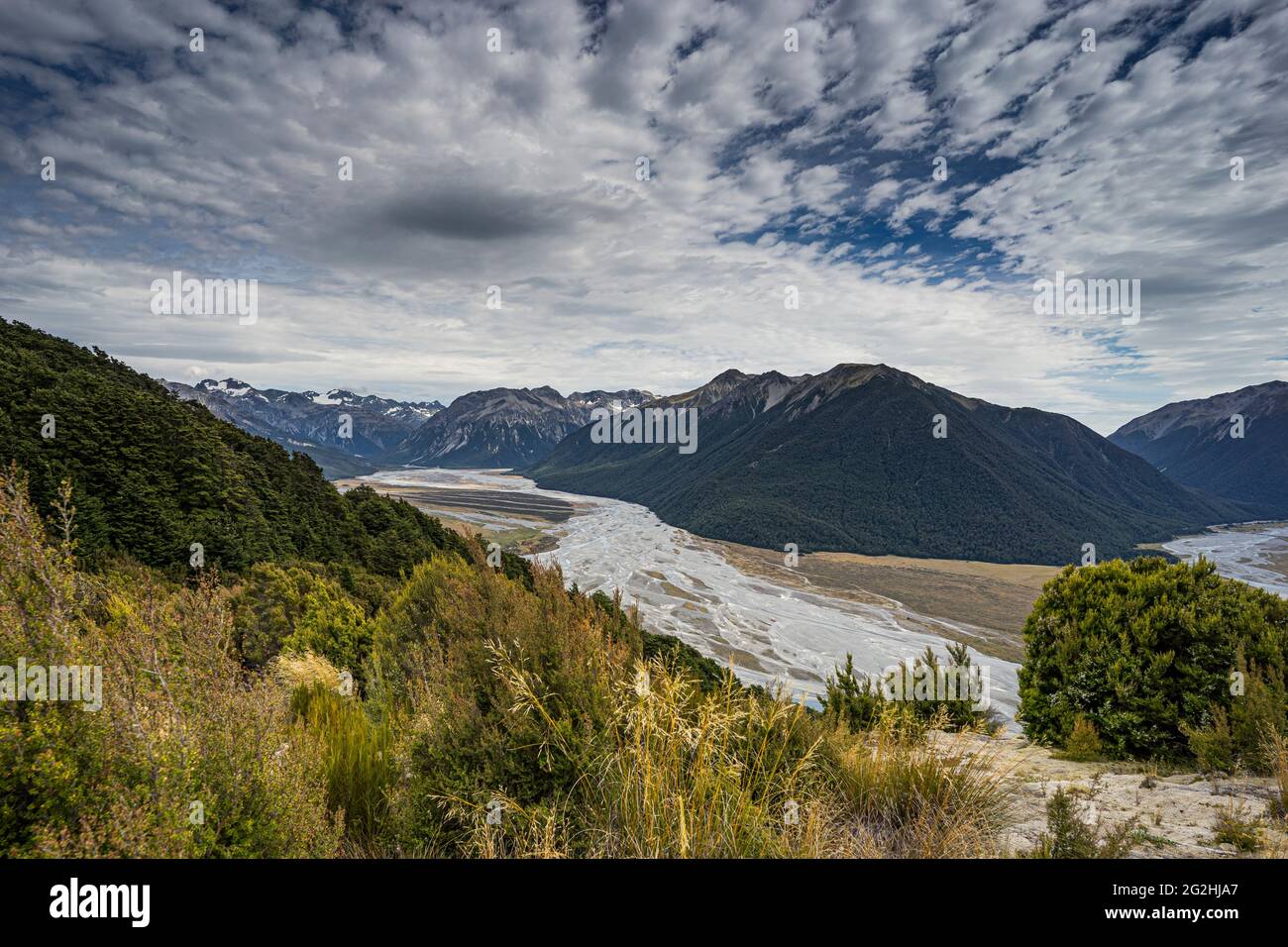 Escursione al rifugio Bealey Spur, una passeggiata panoramica ad alta quota sul Passo Arthurs, Isola del Sud, Nuova Zelanda Foto Stock