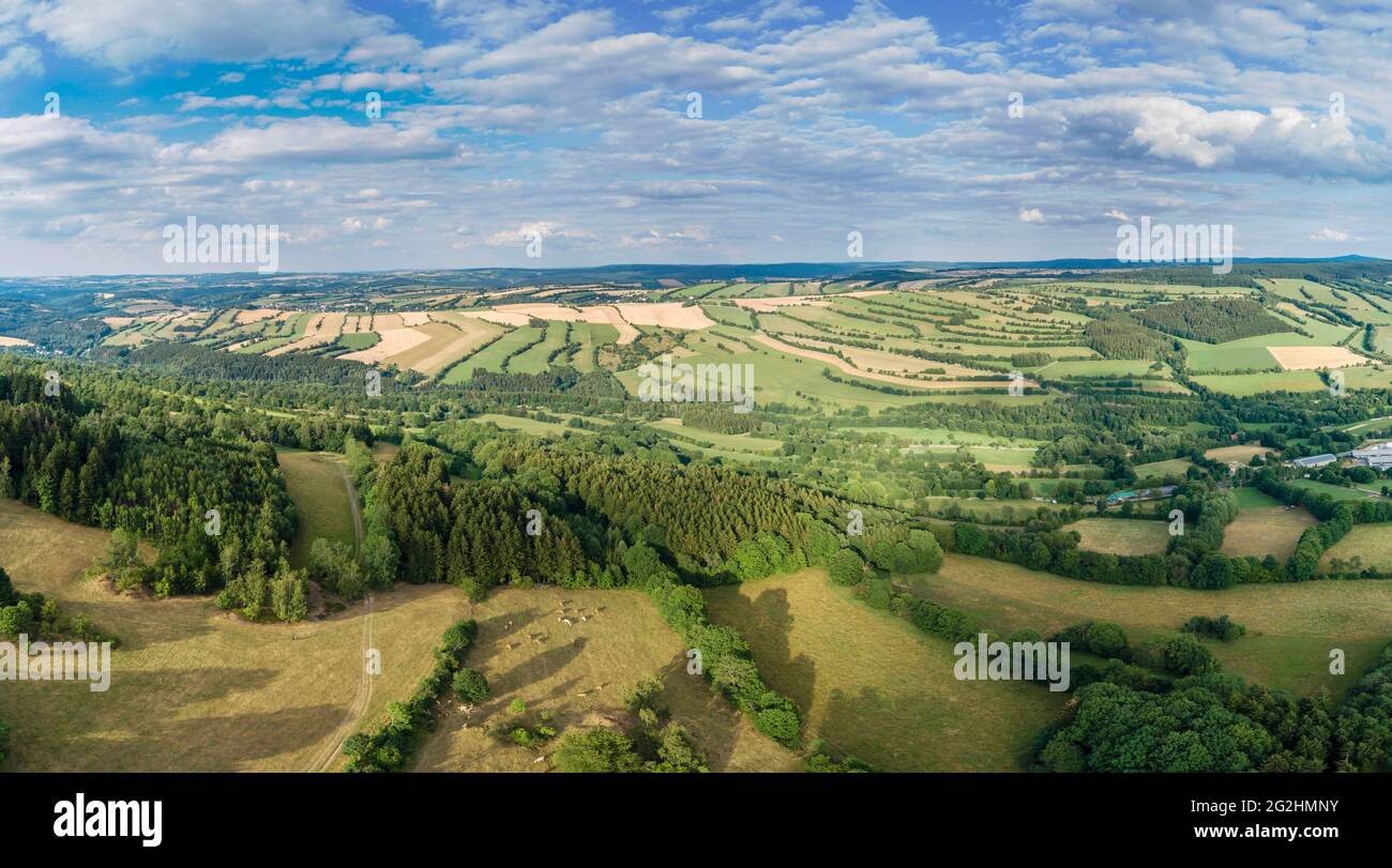 Paesaggi minerari Pöhlberg fa parte della nomina del Patrimonio Mondiale all'interno del Montanlandschaft Annaberg-Frohnau Foto Stock