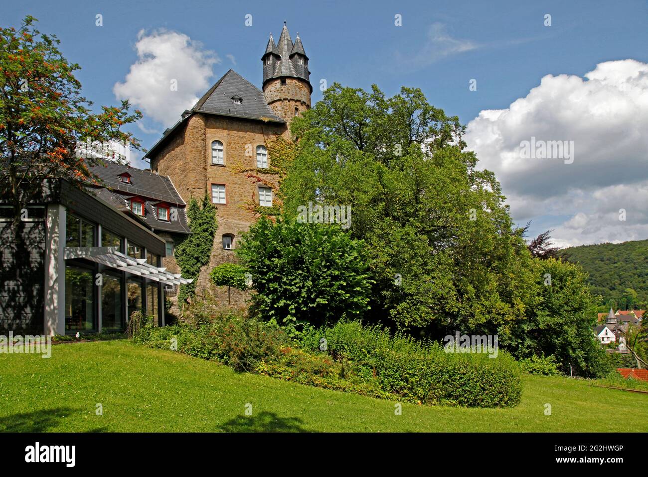 Castello, la costruzione iniziò nel 14 ° secolo, Herborn, Assia, Germania Foto Stock