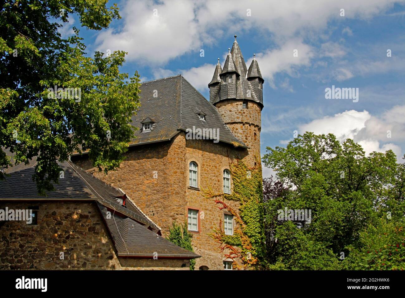 Castello, la costruzione iniziò nel 14 ° secolo, Herborn, Assia, Germania Foto Stock