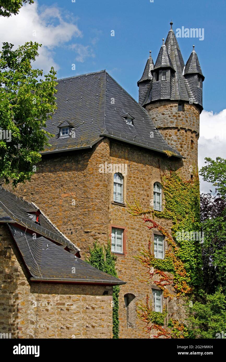 Castello, la costruzione iniziò nel 14 ° secolo, Herborn, Assia, Germania Foto Stock