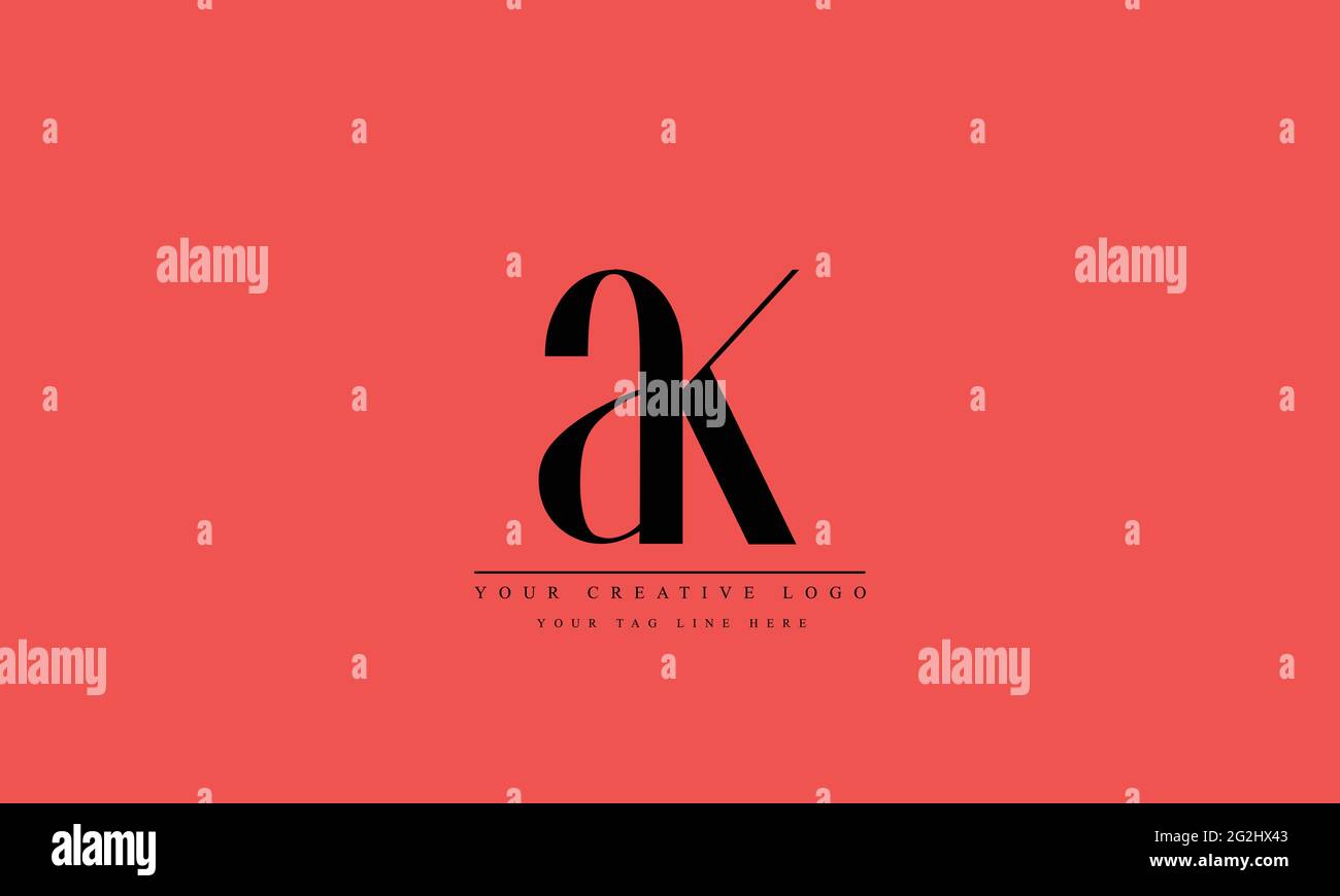 Letter Logo Design con Creative moderna e trendy Typography ak ka Illustrazione Vettoriale