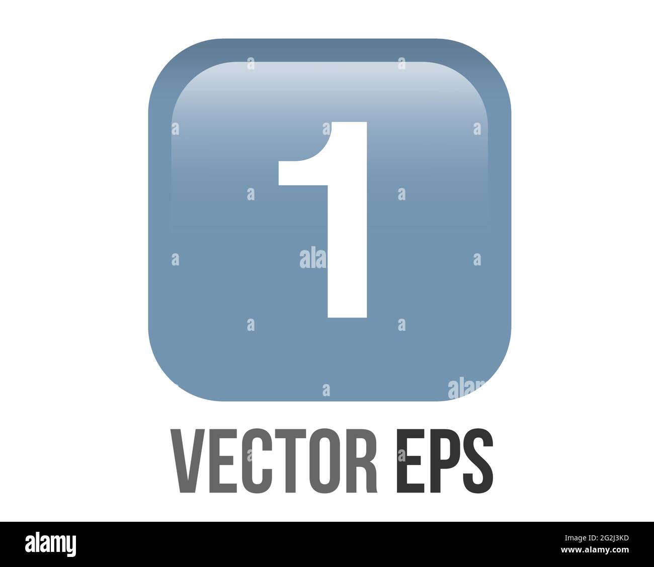 Il vettore isolato lucido e sfumato blu keycap cifra bianca una icona pulsante con angoli arrotondati Illustrazione Vettoriale