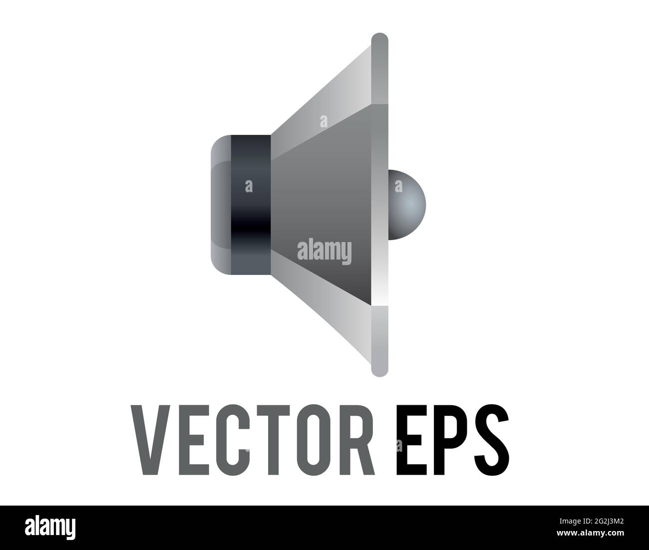 Il vettore isolato argento e nero cerchio suono cono altoparlante musica visualizzato icona senza alcuna onde sonore Illustrazione Vettoriale