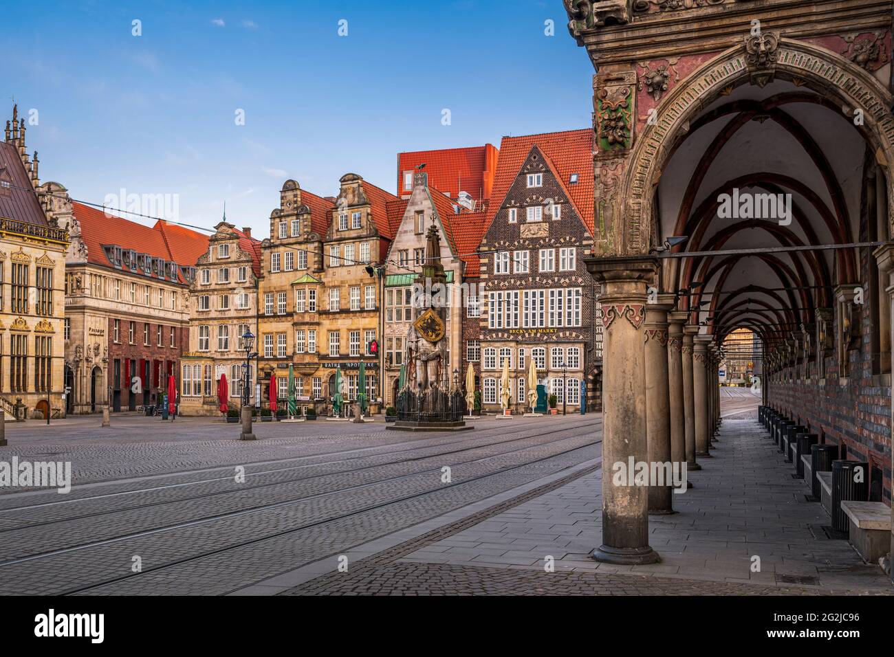 Piazza del mercato nella storica città di Brema, Germania Foto Stock
