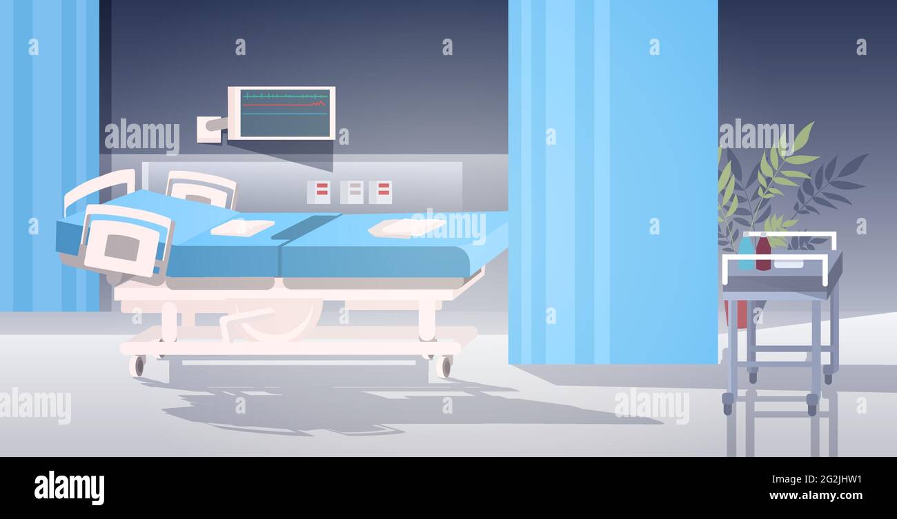 moderna clinica terapia intensiva stanza vuota no persone reparto ospedale orizzontale interno Illustrazione Vettoriale