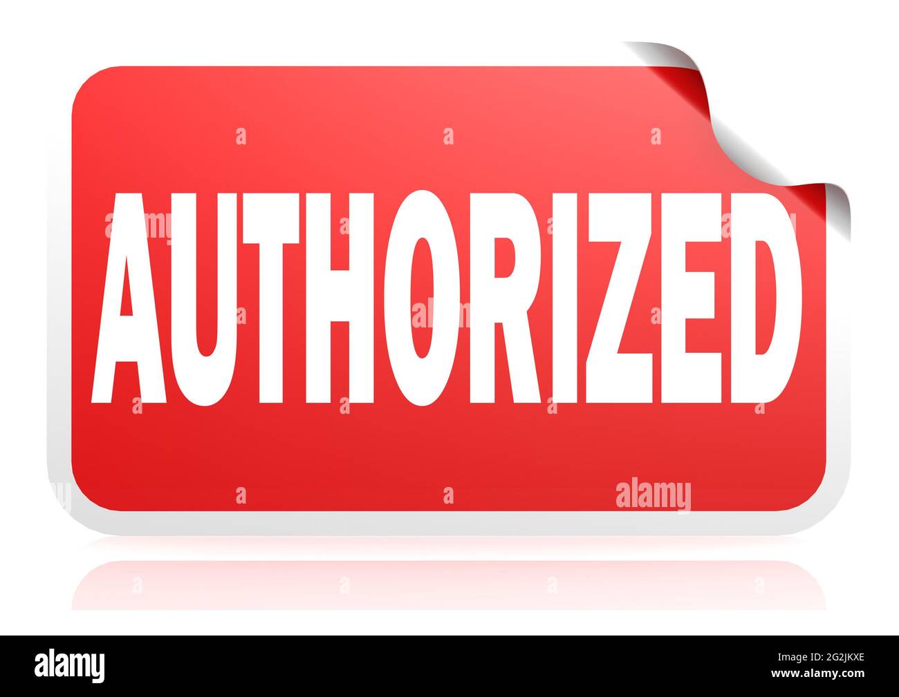 Banner rosso quadrato autorizzato, rendering 3D Foto Stock