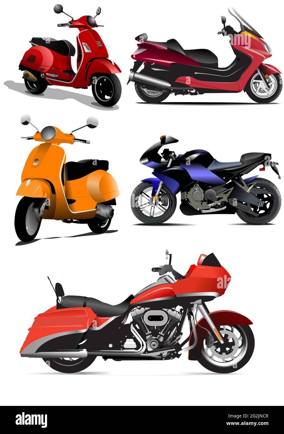 Set di scooter da città. Illustrazione vettoriale 3d Illustrazione Vettoriale