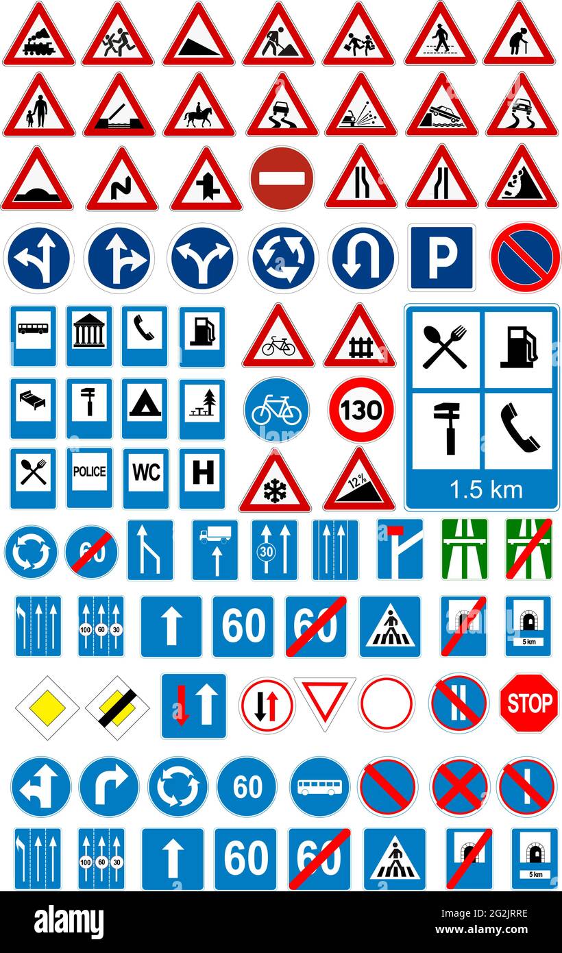 Cartello stradale icone. I cartelli stradali. Illustrazione Vettoriale Illustrazione Vettoriale