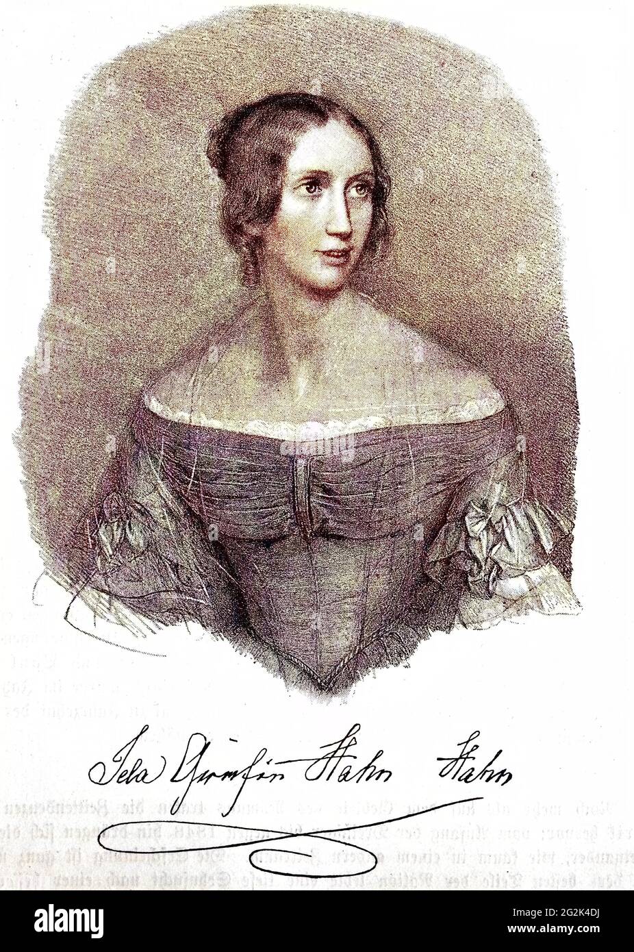 Ida Hahn-Hahn oder Ida Gräfin von Hahn, eigentlich Ida Marie Louise Sophie Friederike Gustave Gräfin von Hahn,22. Giugno 1805 - 12. Januar 1880, Eine di guerra deutsche Schriftstellerin, Lyrikerin und Klostergründerin / Ida Hahn-Hahn, attualmente Ida Marie Louise Sophie Friederike Gustave Contessa von Hahn, 1805-1880, scrittore tedesco, lirista e fondatore del monastero, storico, Riproduzione digitale migliorata di un originale del 19 ° secolo / digitale Reproduktion einer Originalvollage aus dem 19. Jahrhundert, Originaldatum nicht bekannt Foto Stock