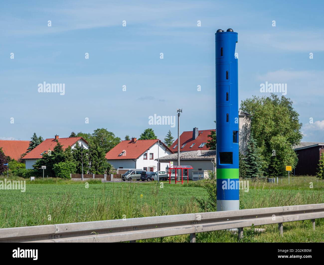 Punto di misurazione del pedaggio in Germania su una strada di campagna Foto Stock