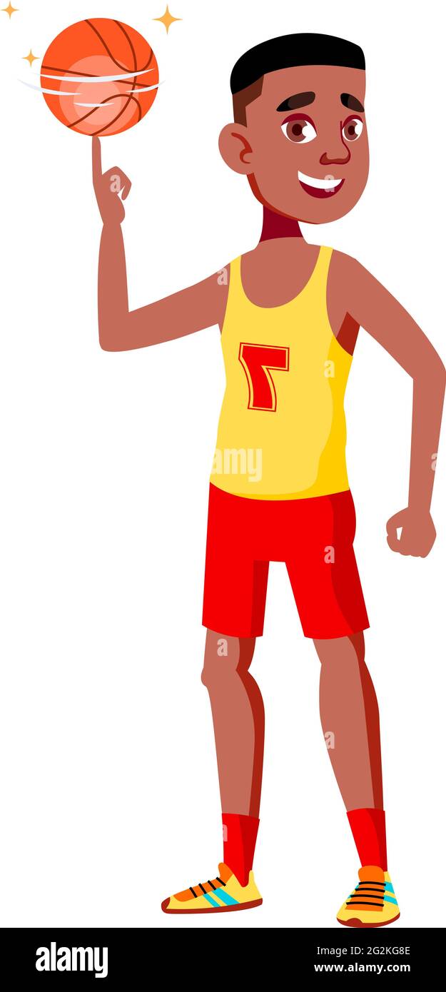 giocatore di basket ragazzo che gira palla sul vettore dito cartone animato  Immagine e Vettoriale - Alamy