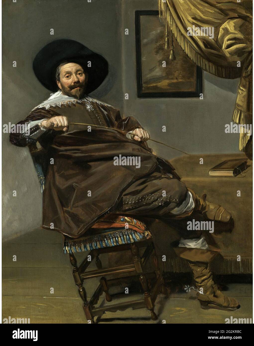 Frans Hals - Ritratto di Willem Van Heythuysen seduto su una sedia che tiene una Crop di Caccia Foto Stock