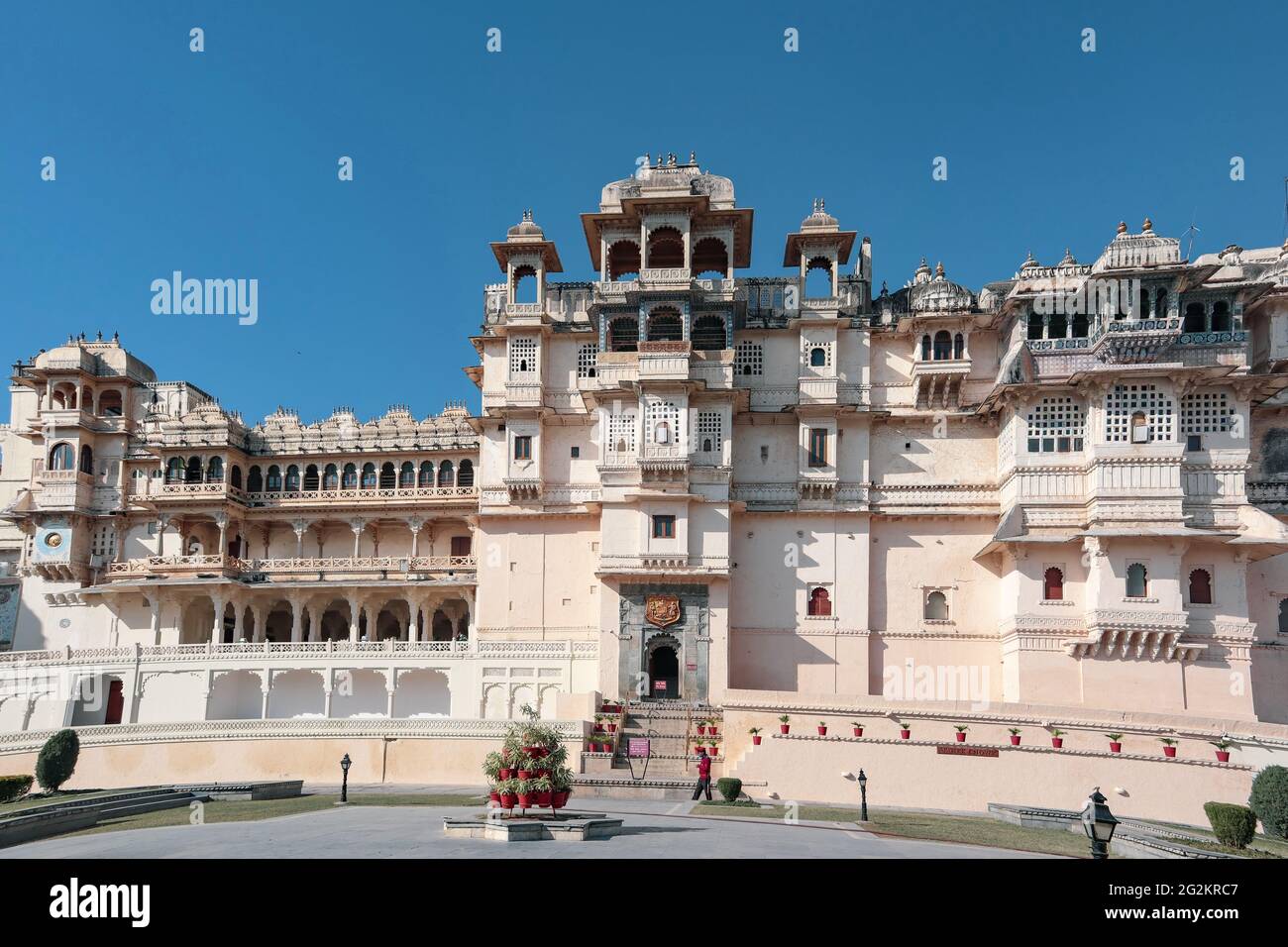 Città Palazzo Udaipur, Rajasthan, India. Vecchio palazzo storico. Foto Stock