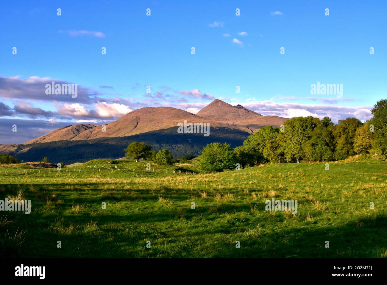 Sole serale su ben Cruachan. Foto Stock