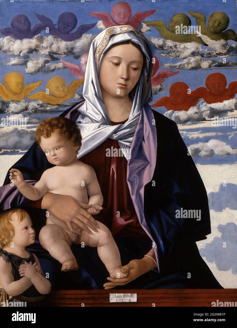 Giovanni Bellini - Madonna col Bambino con San Giovanni Battista Foto Stock