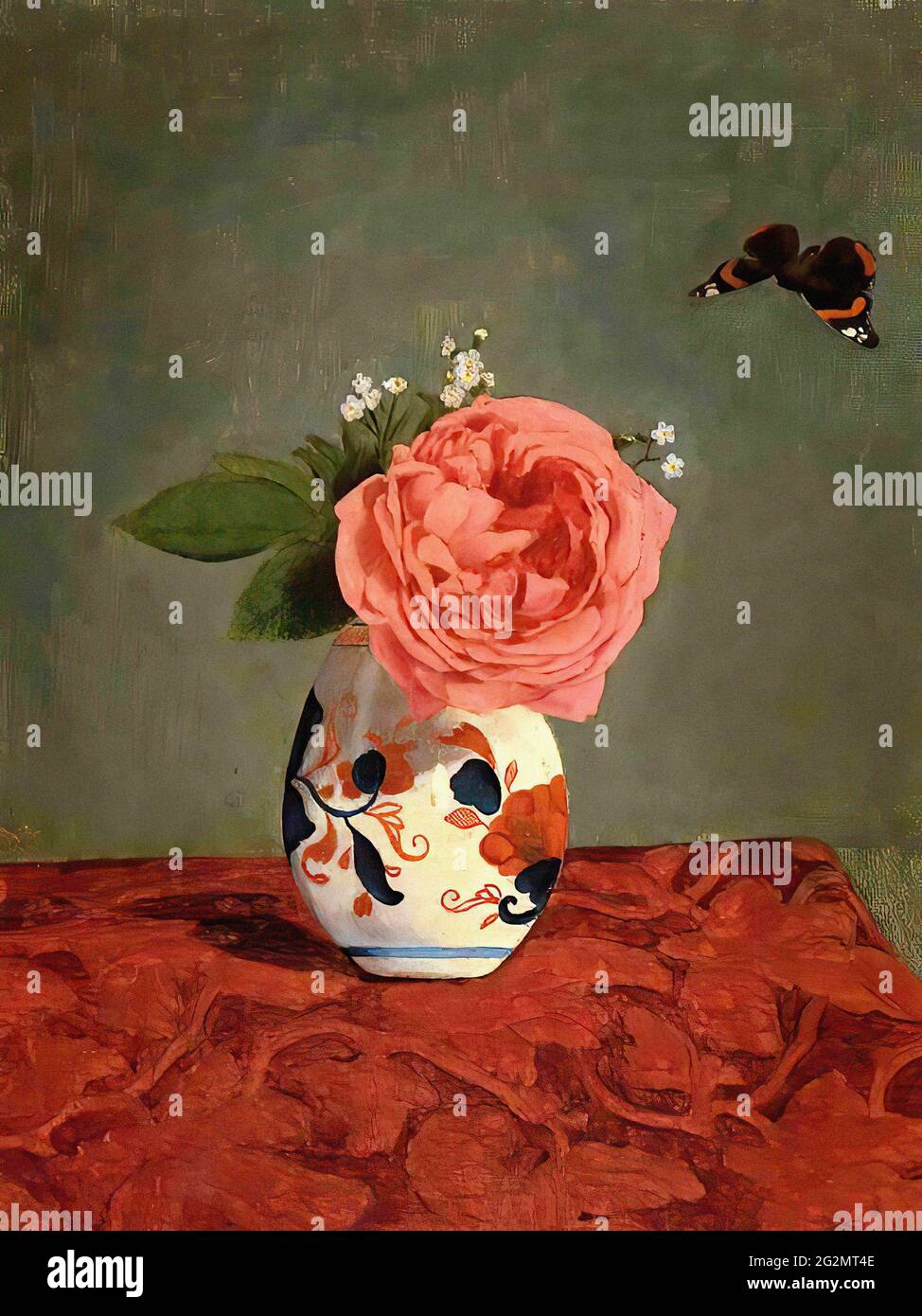 Gustave Caillebotte - Garden Rose Blue Forget Me Nots Vase C 1878 Foto Stock