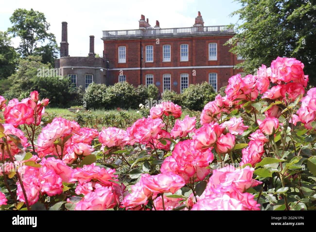 Giardino di rose a Rangers House Foto Stock