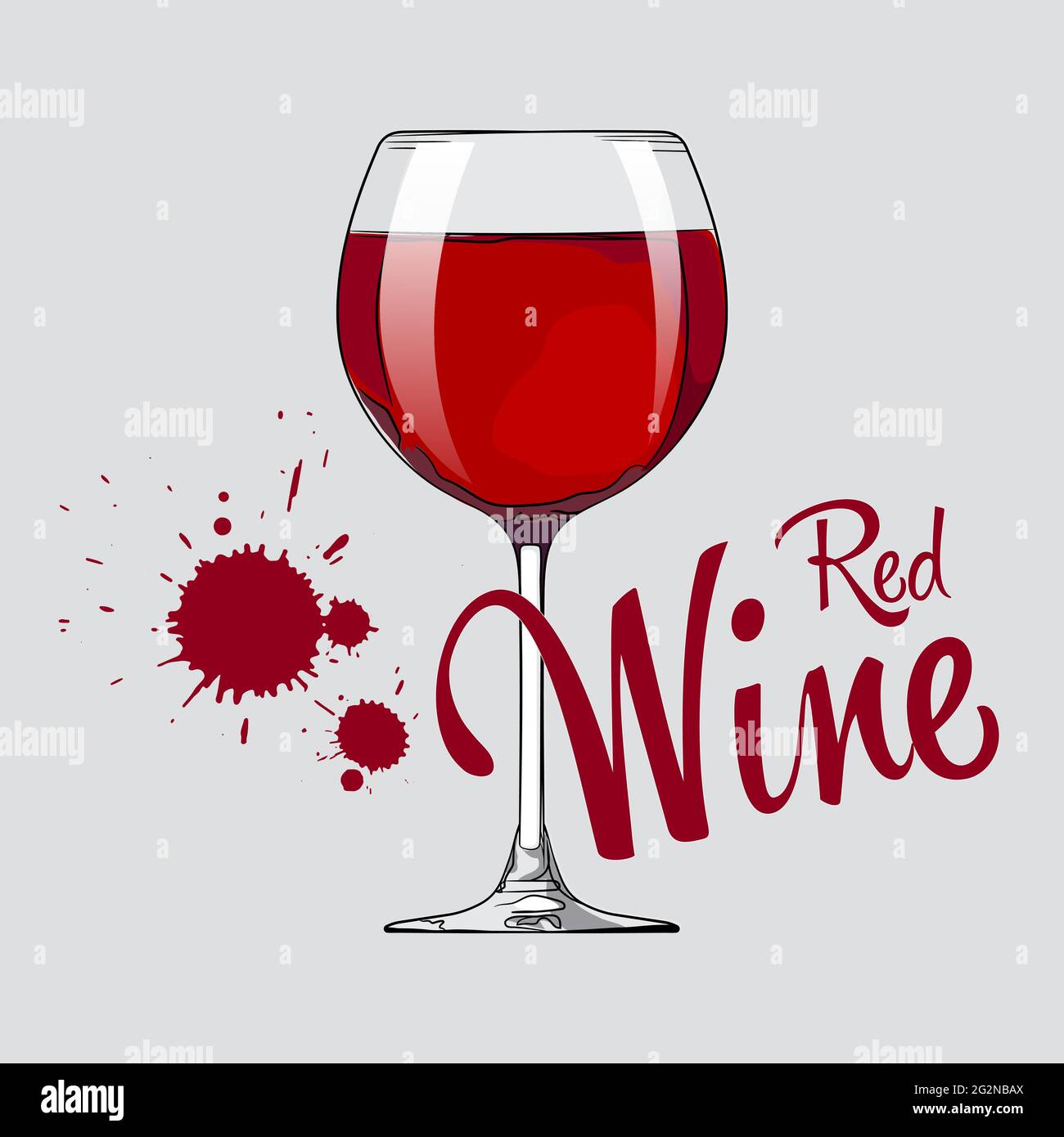 Un bicchiere di vino rosso. Gocce di vino. Illustrazione vettoriale Illustrazione Vettoriale